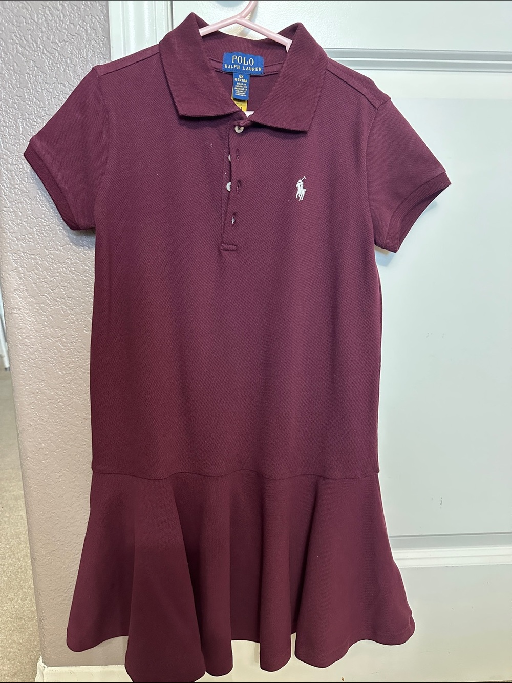 Polo by Ralph Lauren Girls Maroon Polo Dress